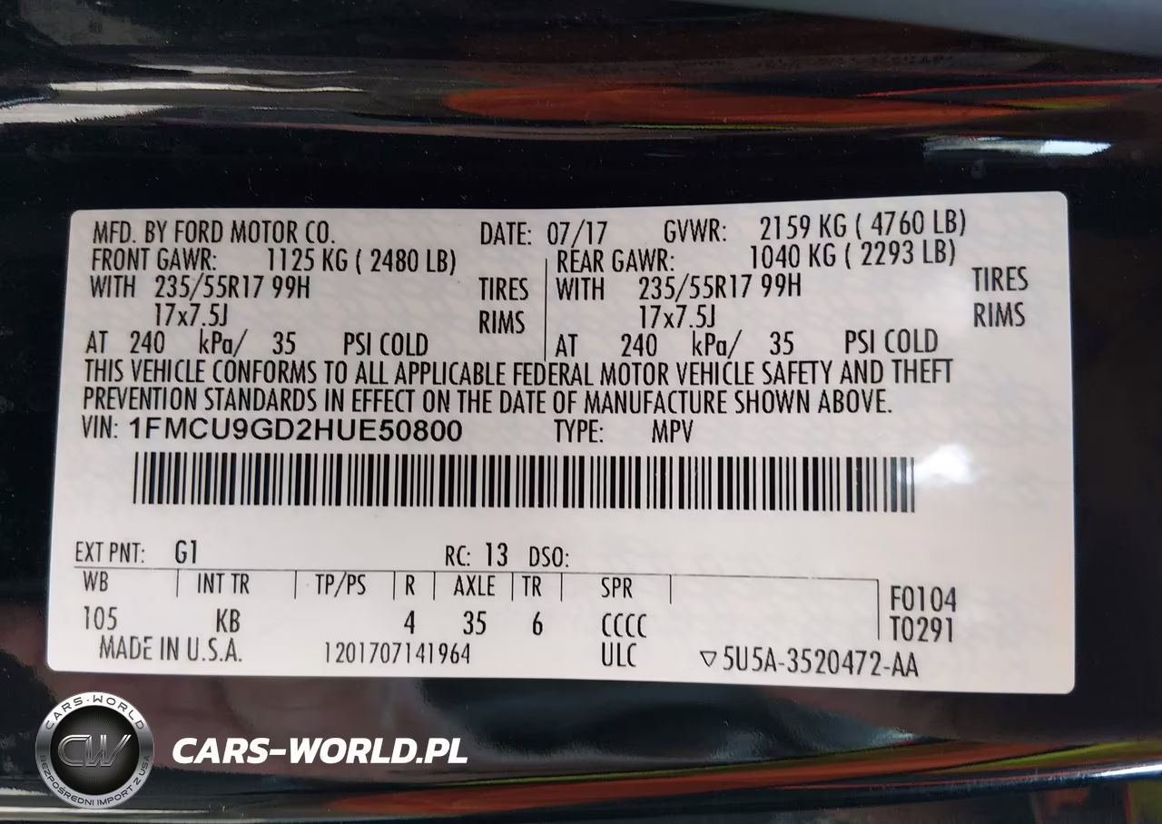 2017 Ford Escape Se VIN:1FMCU9GD2HUE50800 - 9