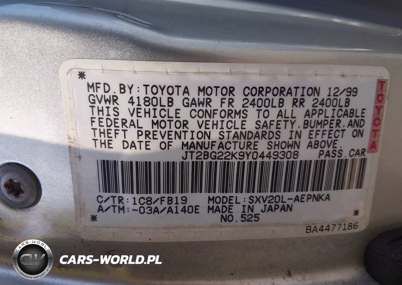 2000 Toyota Camry Le VIN:JT2BG22K9Y0449308 - 9