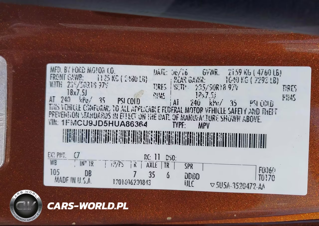 2017 Ford Escape Titanium VIN:1FMCU9JD5HUA86364 - 9
