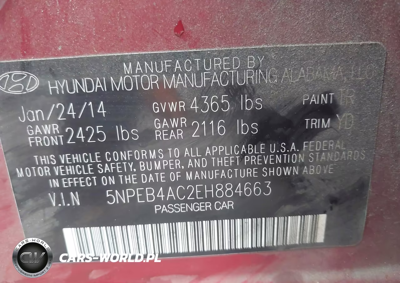 2014 Hyundai Sonata Gls VIN:5NPEB4AC2EH884663 - 9