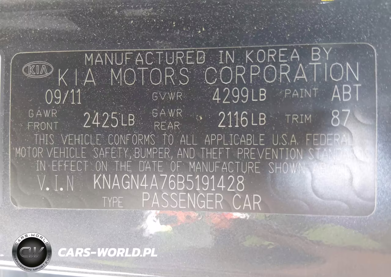 2011 Kia Optima Ex VIN:KNAGN4A76B5191428 - 9