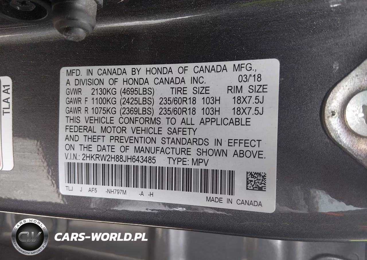 2018 Honda Cr-V Ex-L-Ex-L Navi VIN:2HKRW2H88JH643485 - 9