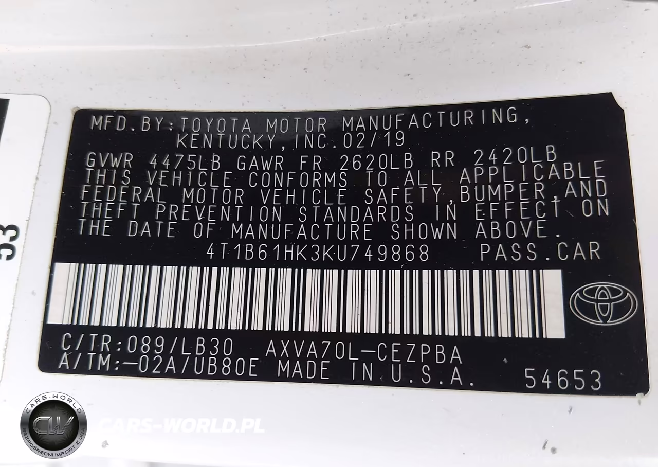 2019 Toyota Camry Xse VIN:4T1B61HK3KU749868 - 9