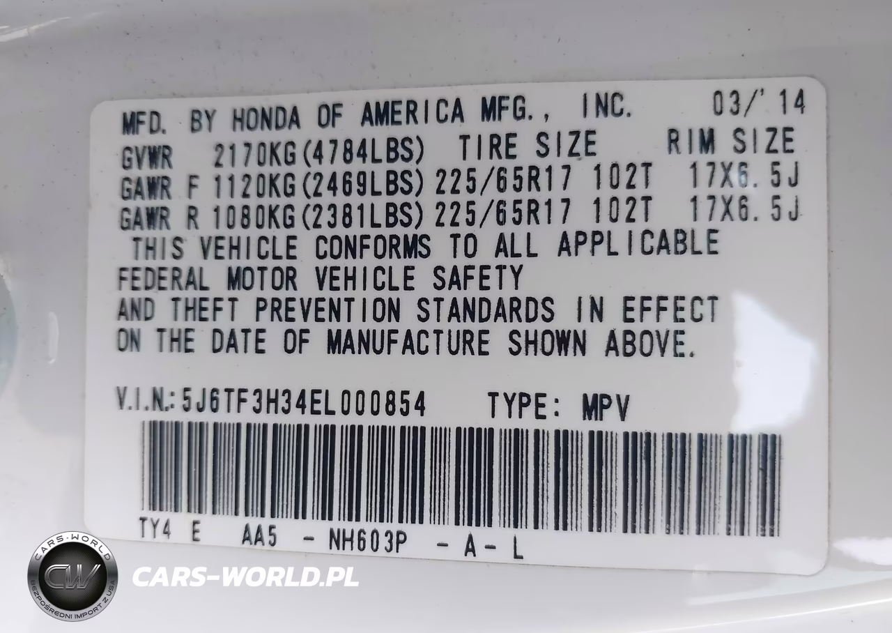 2014 Honda Crosstour Ex VIN:5J6TF3H34EL000854 - 9