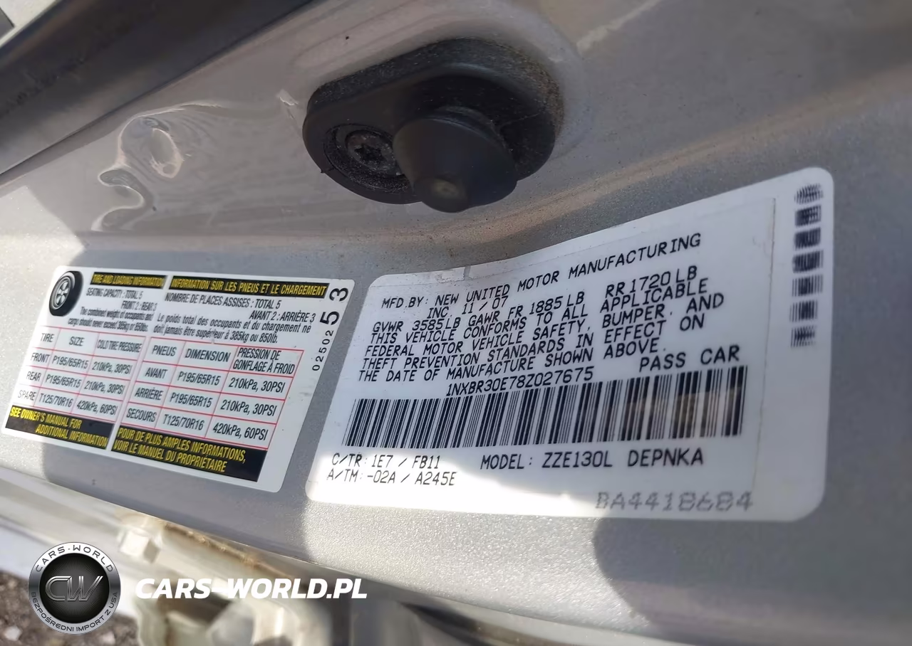 2008 Toyota Corolla Le VIN:1NXBR30E78Z027675 - 9