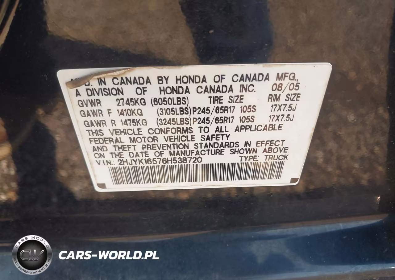 2007 Honda Ridgeline Rtx VIN:2HJYK16576H538720 - 9