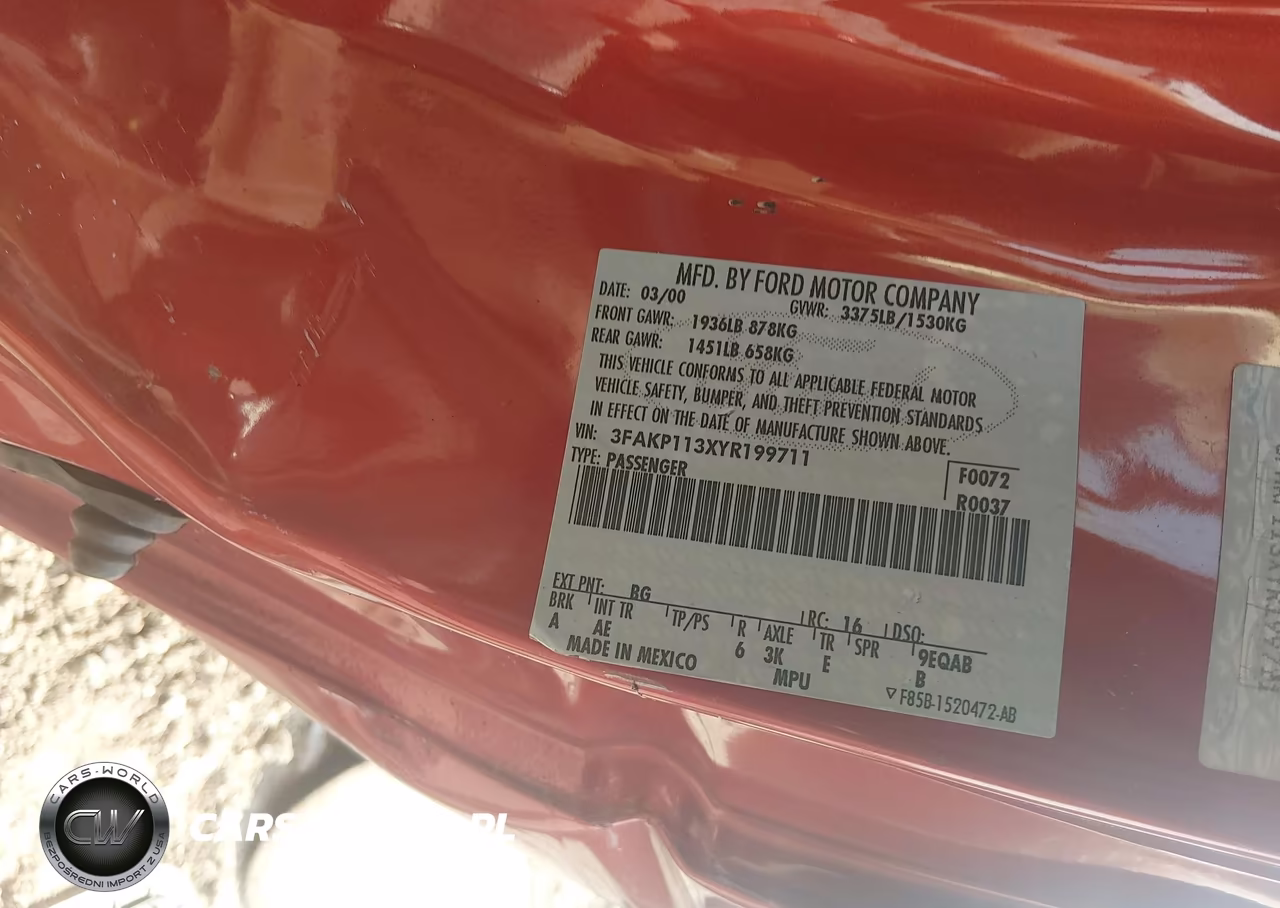 2000 Ford Escort Zx2 VIN:3FAKP113XYR199711 - 9