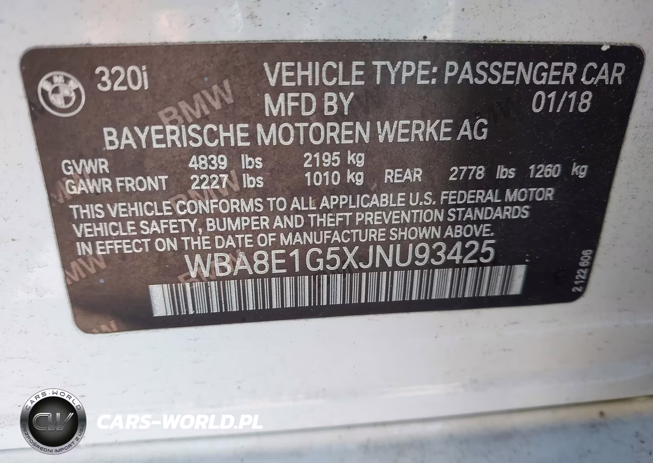 2018 BMW 320I VIN:WBA8E1G5XJNU93425 - 9