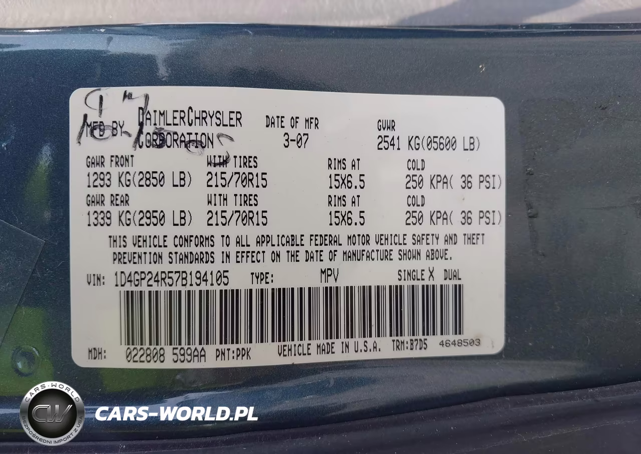2007 Dodge Grand Caravan Se VIN:1D4GP24R57B194105 - 9