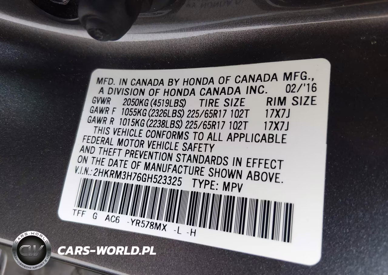 2016 Honda Cr-V Ex-L VIN:2HKRM3H76GH523325 - 9