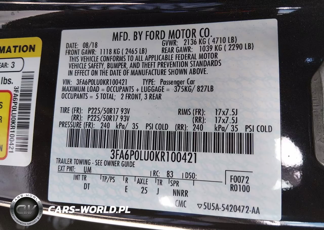 2019 Ford Fusion Hybrid Se VIN:3FA6P0LU0KR100421 - 9