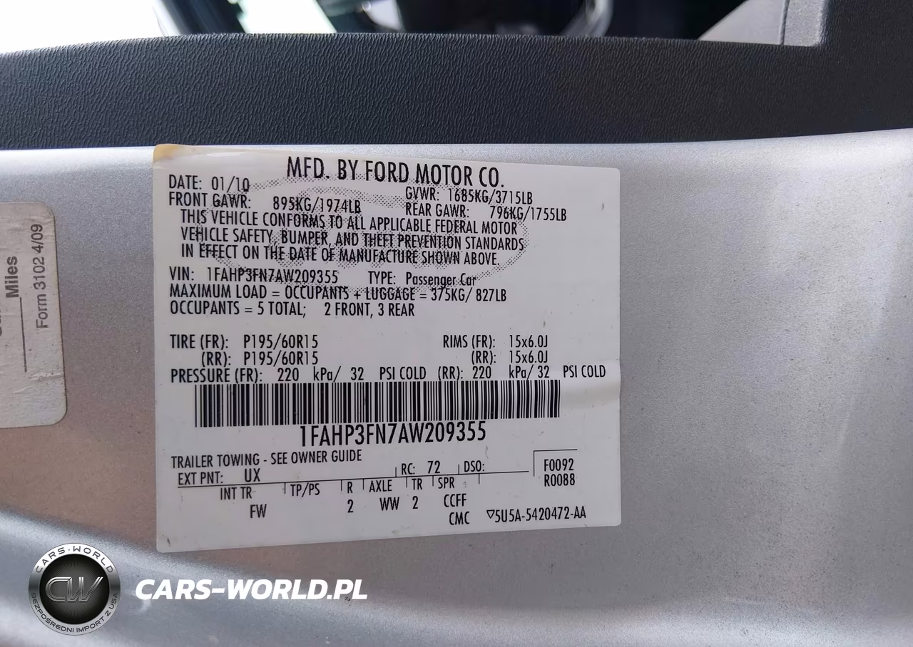 2010 Ford Focus Se VIN:1FAHP3FN7AW209355 - 9