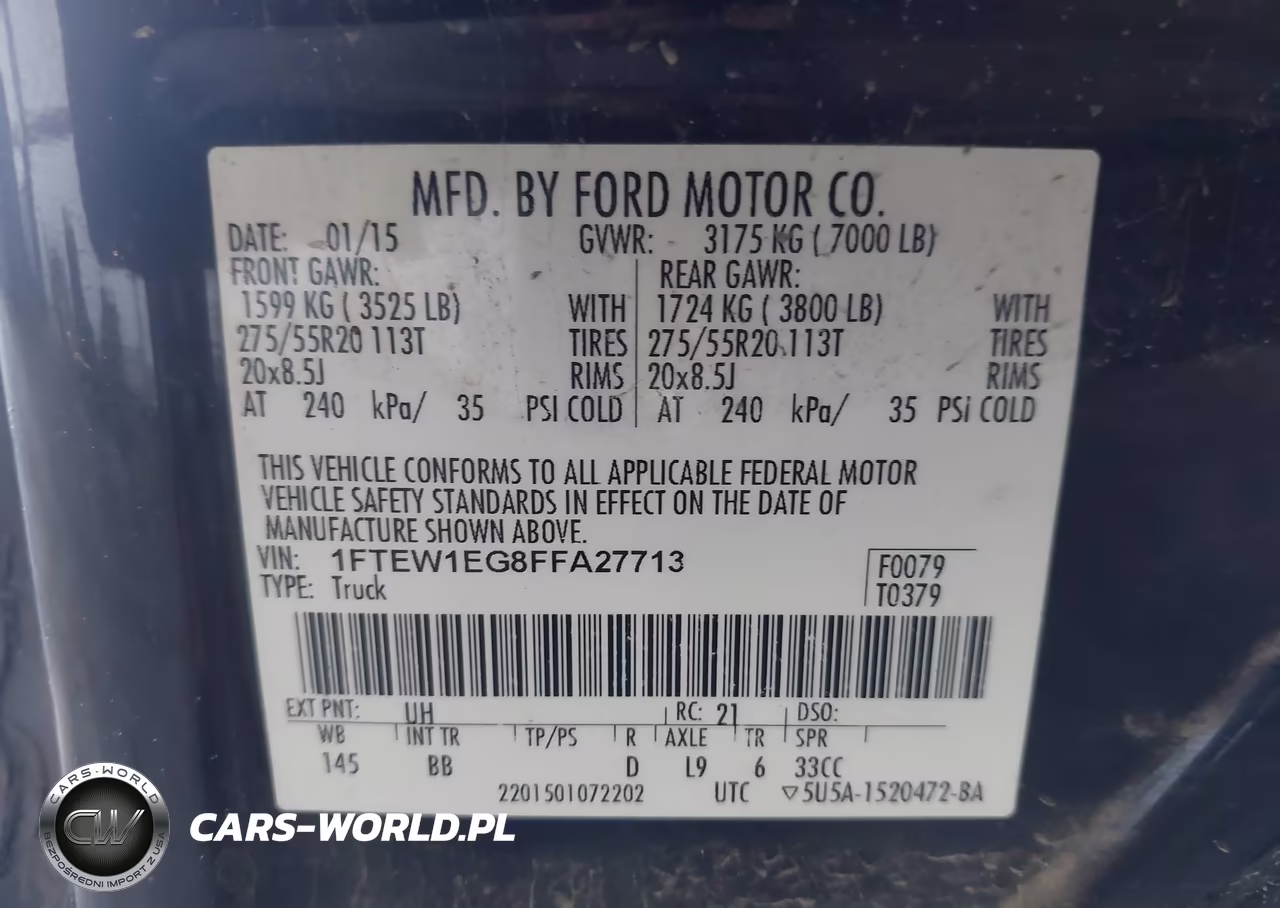 2015 Ford F-150 Platinum VIN:1FTEW1EG8FFA27713 - 9