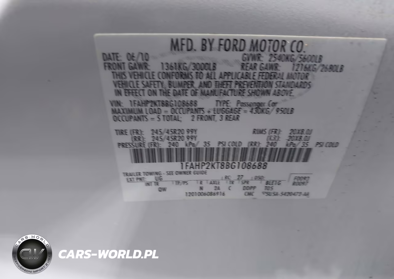 2011 Ford Taurus Sho VIN:1FAHP2KT8BG108688 - 9