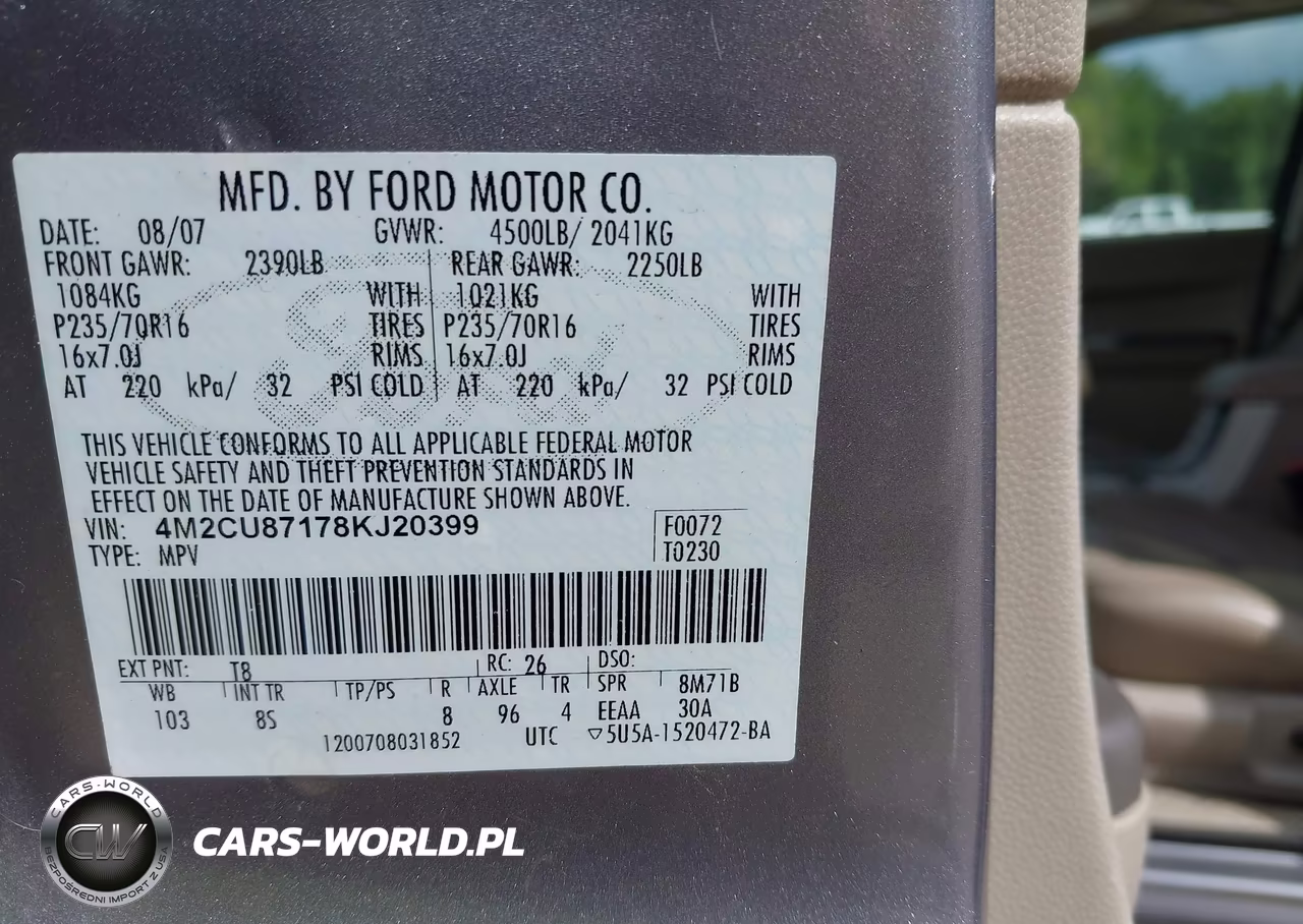 2008 Mercury Mariner Premier VIN:4M2CU87178KJ20399 - 9