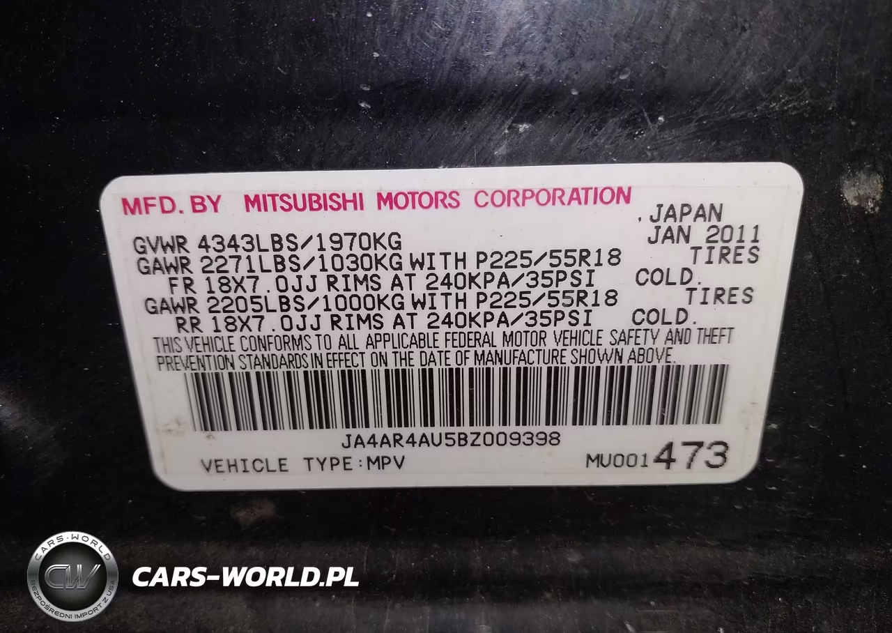 2011 Mitsubishi Outlander Sport Se VIN:JA4AR4AU5BZ009398 - 9