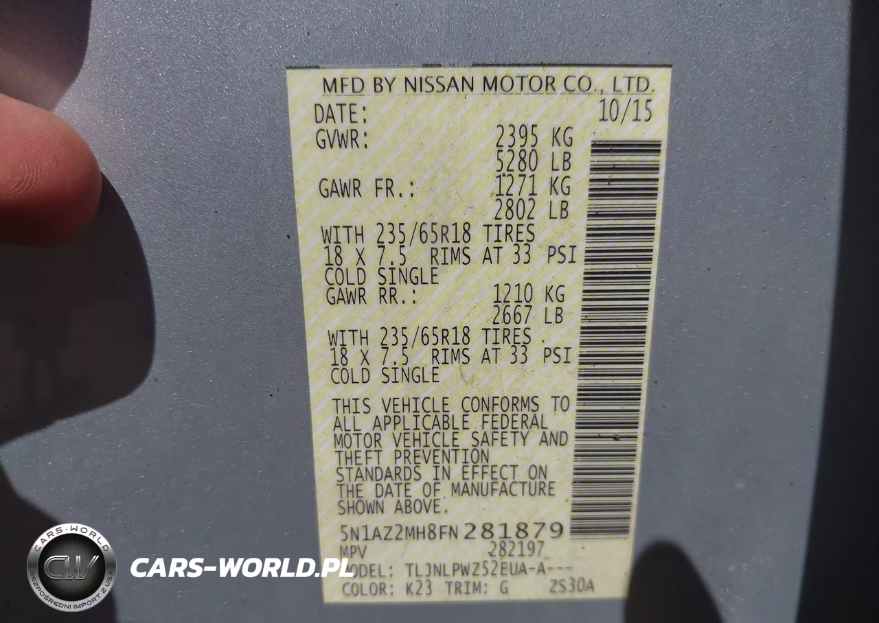 2015 Nissan Murano S VIN:5N1AZ2MH8FN281879 - 9