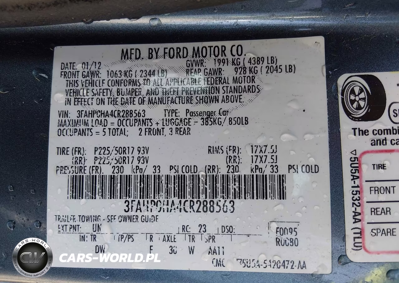 2012 Ford Fusion Se VIN:3FAHP0HA4CR288563 - 9
