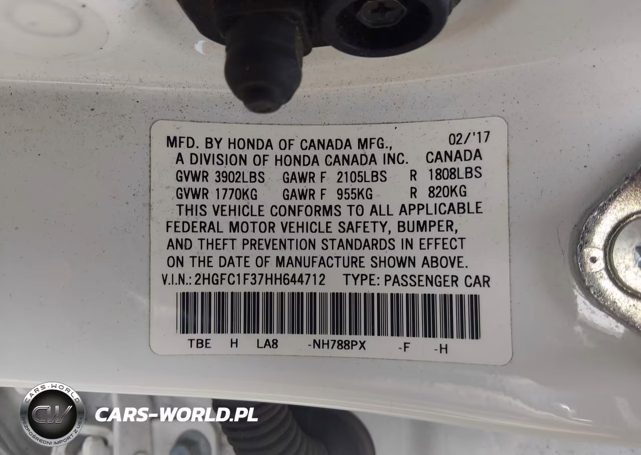 2017 Honda Civic Ex-T VIN:2HGFC1F37HH644712 - 9