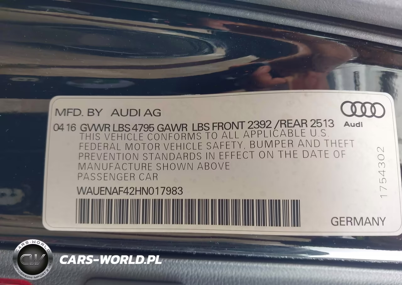 2017 Audi A4 Premium Plus VIN:WAUENAF42HN017983 - 9