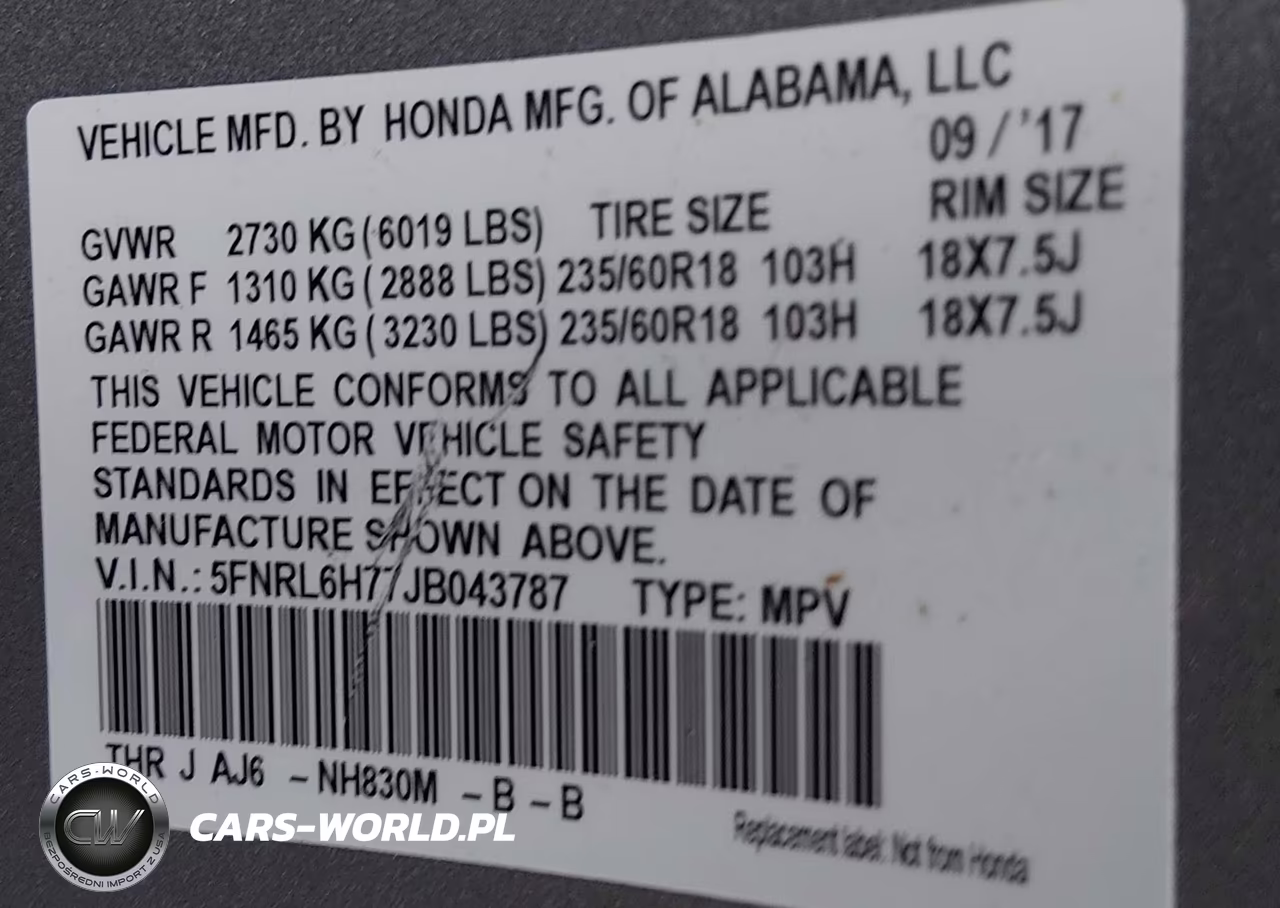 2018 Honda Odyssey Ex-L VIN:5FNRL6H77JB043787 - 9