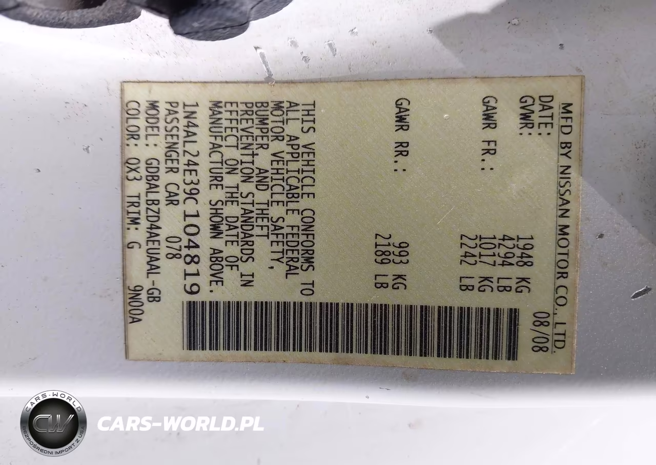 2009 Nissan Altima 2.5 S VIN:1N4AL24E39C104819 - 9