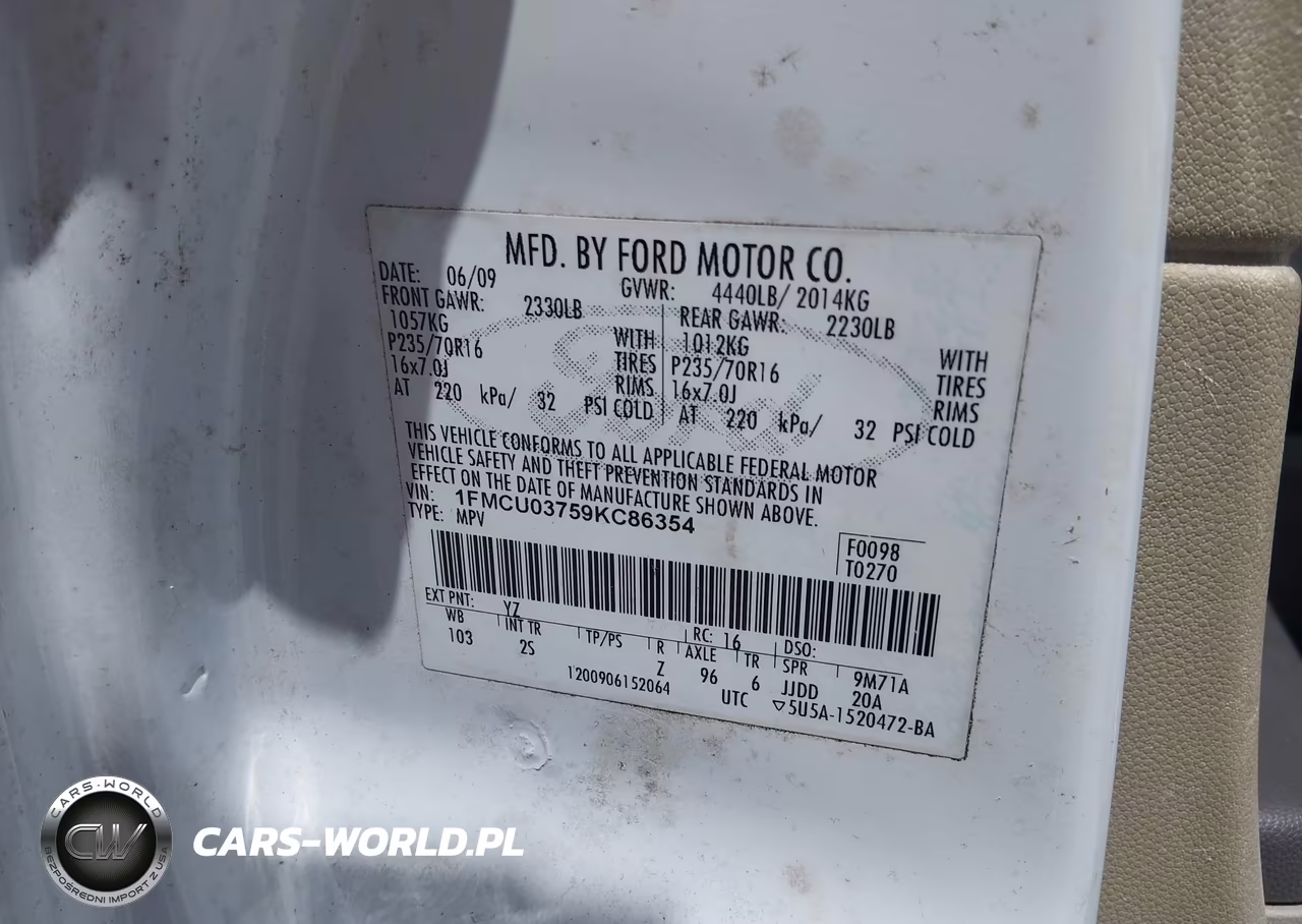 2009 Ford Escape Xlt VIN:1FMCU03759KC86354 - 9