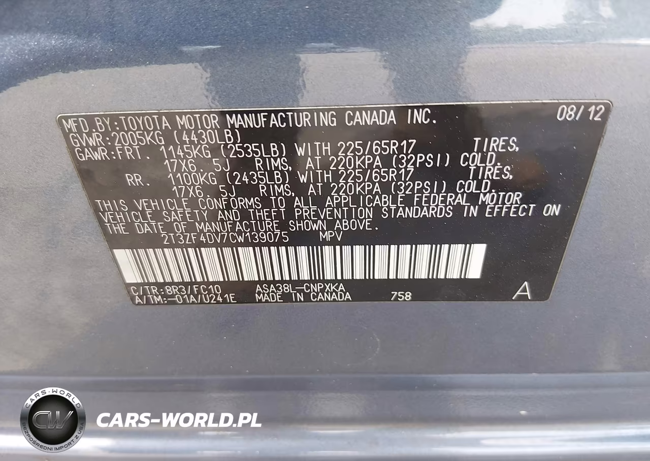 2012 Toyota Rav4 VIN:2T3ZF4DV7CW139075 - 9