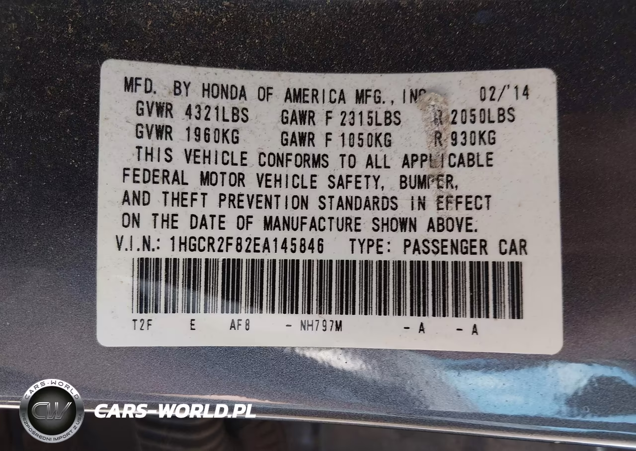 2014 Honda Accord Ex-L VIN:1HGCR2F82EA145846 - 9