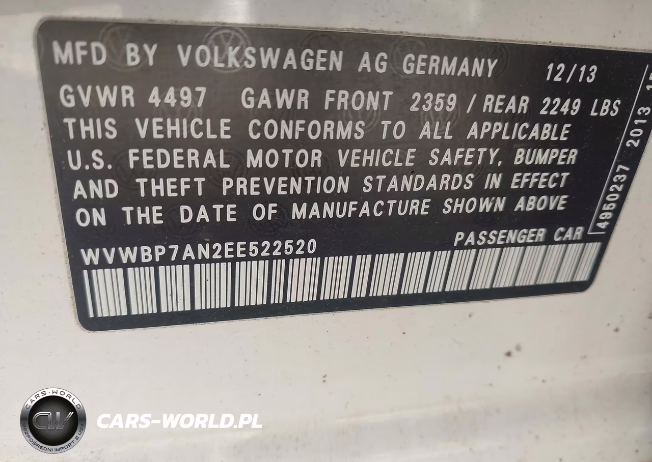 2014 Volkswagen Cc 2.0T Sport VIN:WVWBP7AN2EE522520 - 9