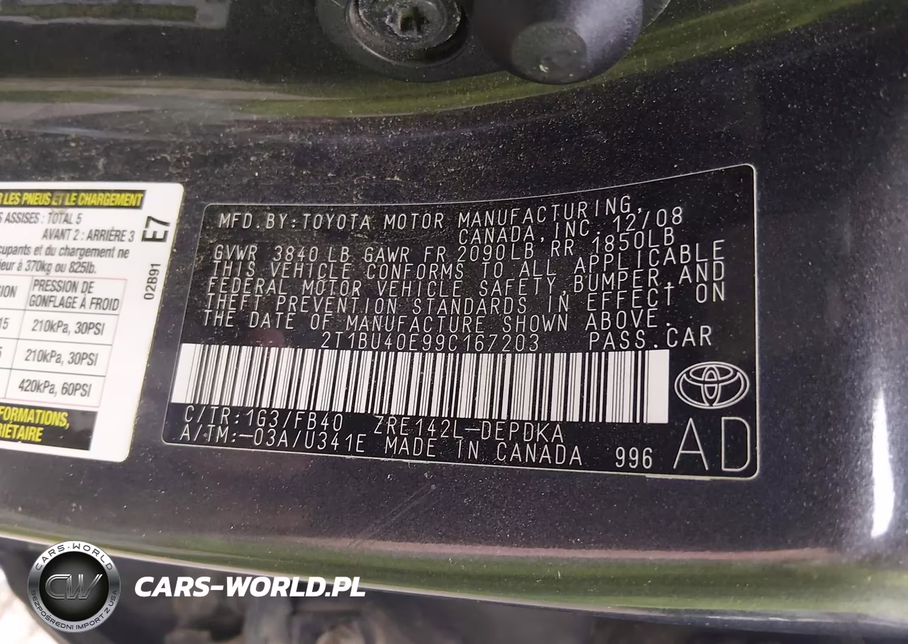 2009 Toyota Corolla Le VIN:2T1BU40E99C167203 - 9