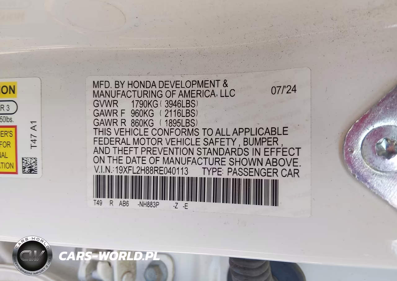 2024 Honda Civic Sport VIN:19XFL2H88RE040113 - 9