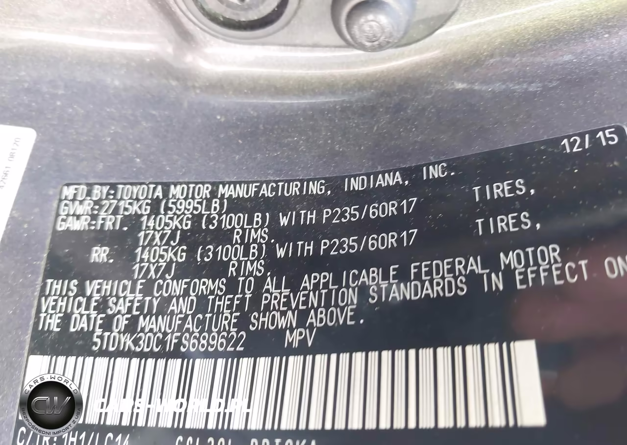 2015 Toyota Sienna Xle 8 Passenger VIN:5TDYK3DC1FS689622 - 9