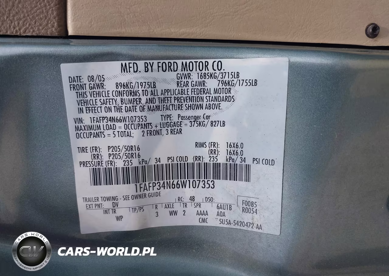 2006 Ford Focus Zx4 VIN:1FAFP34N66W107353 - 9
