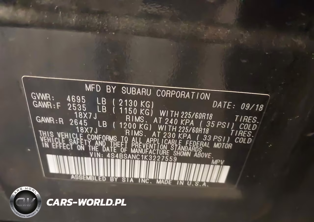 2019 Subaru Outback 2.5I Limited VIN:4S4BSANC1K3227559 - 9
