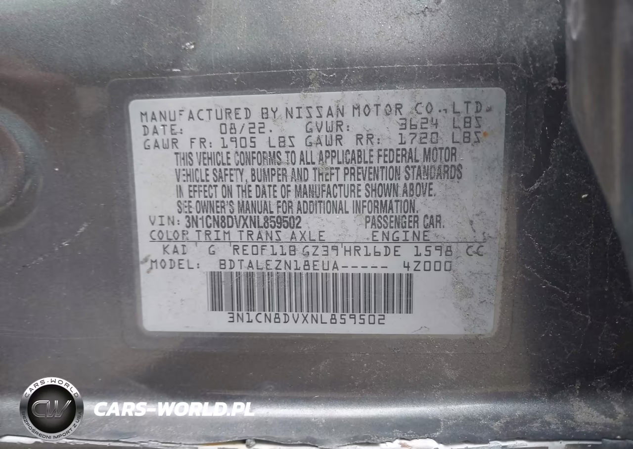2022 Nissan Versa 1.6 S Xtronic Cvt VIN:3N1CN8DVXNL859502 - 9