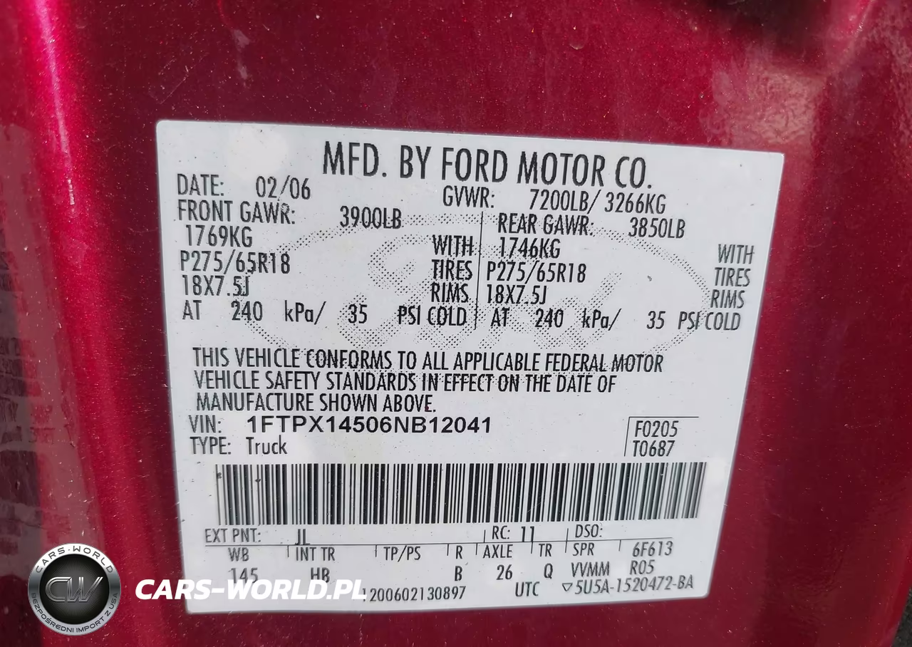 2006 Ford F-150 Fx4-Lariat-Xl-Xlt VIN:1FTPX14506NB12041 - 9