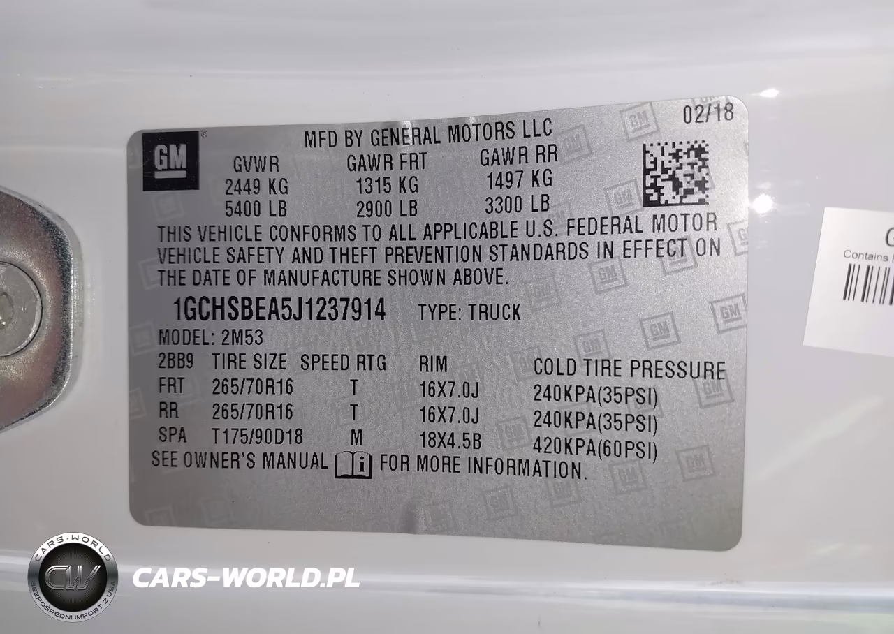 2018 Chevrolet Colorado Wt VIN:1GCHSBEA5J1237914 - 9