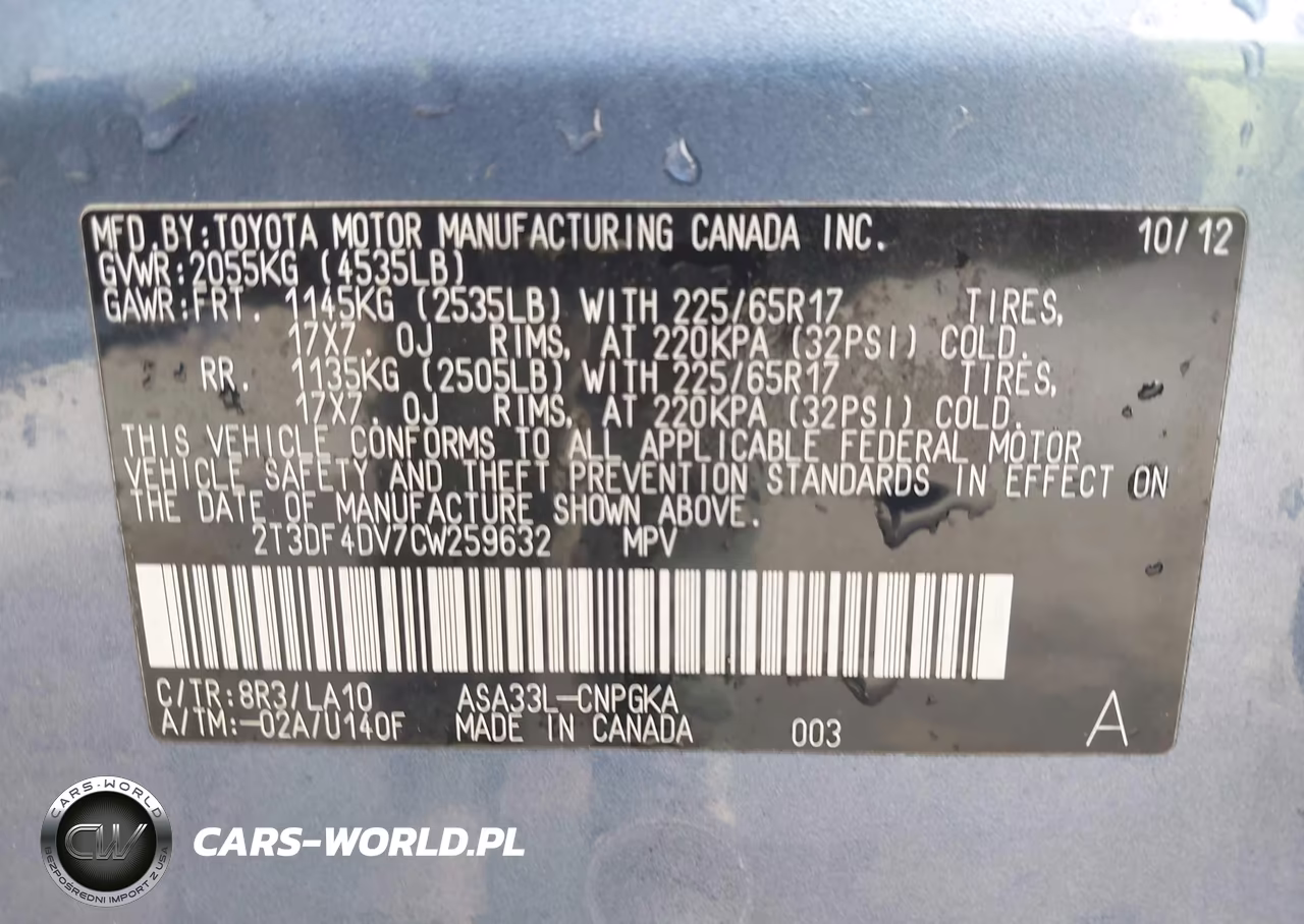 2012 Toyota Rav4 Limited VIN:2T3DF4DV7CW259632 - 9