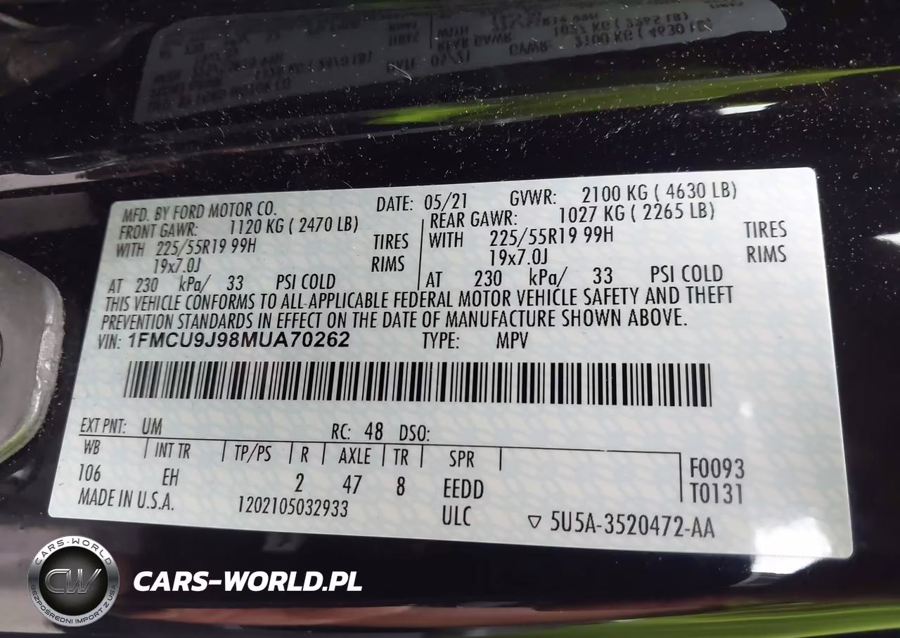 2021 Ford Escape Titanium VIN:1FMCU9J98MUA70262 - 9