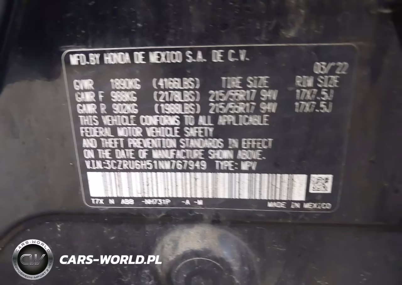 2022 Honda Hr-V Awd Ex VIN:3CZRU6H51NM767949 - 9