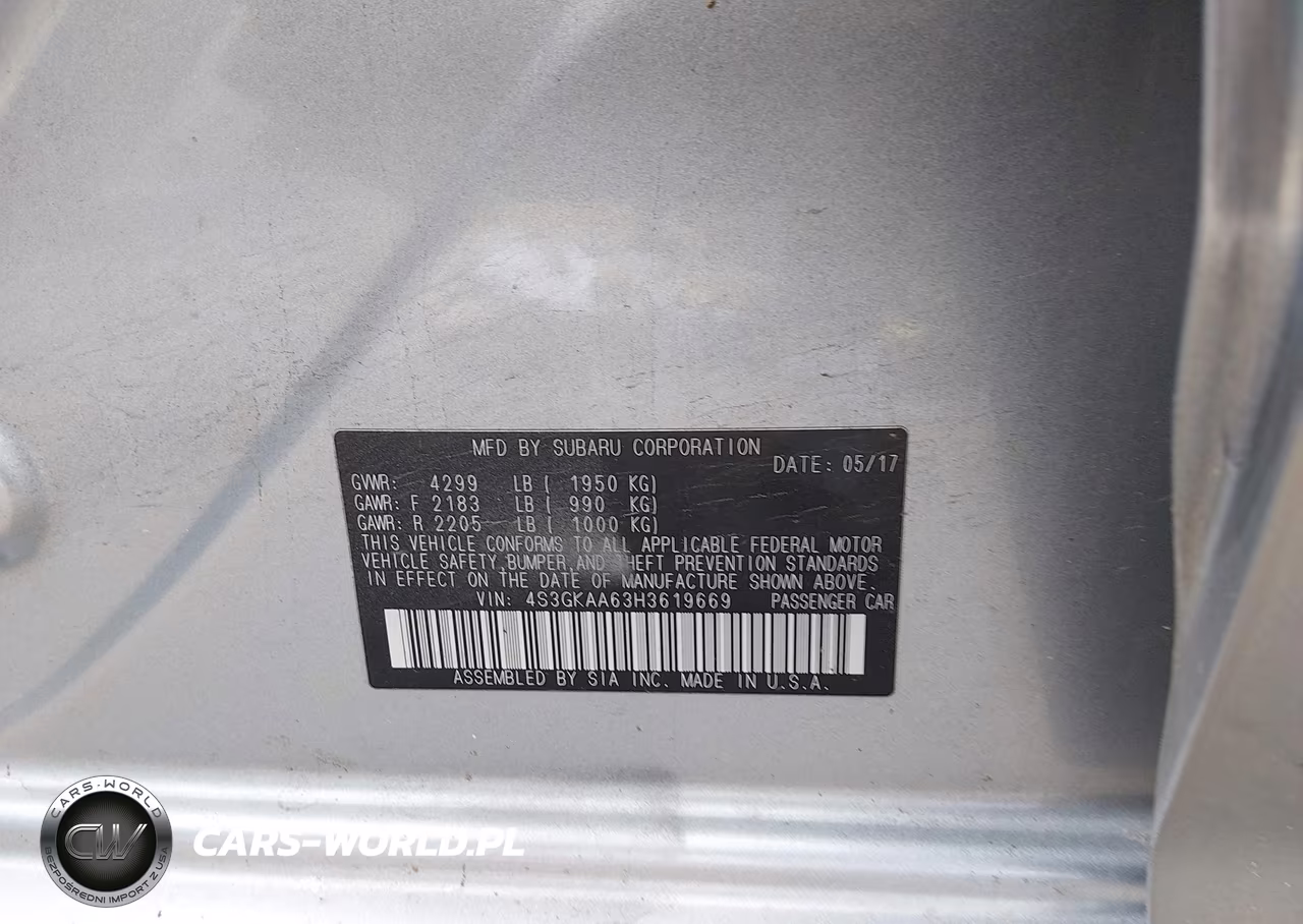 2017 Subaru Impreza 2.0I VIN:4S3GKAA63H3619669 - 9