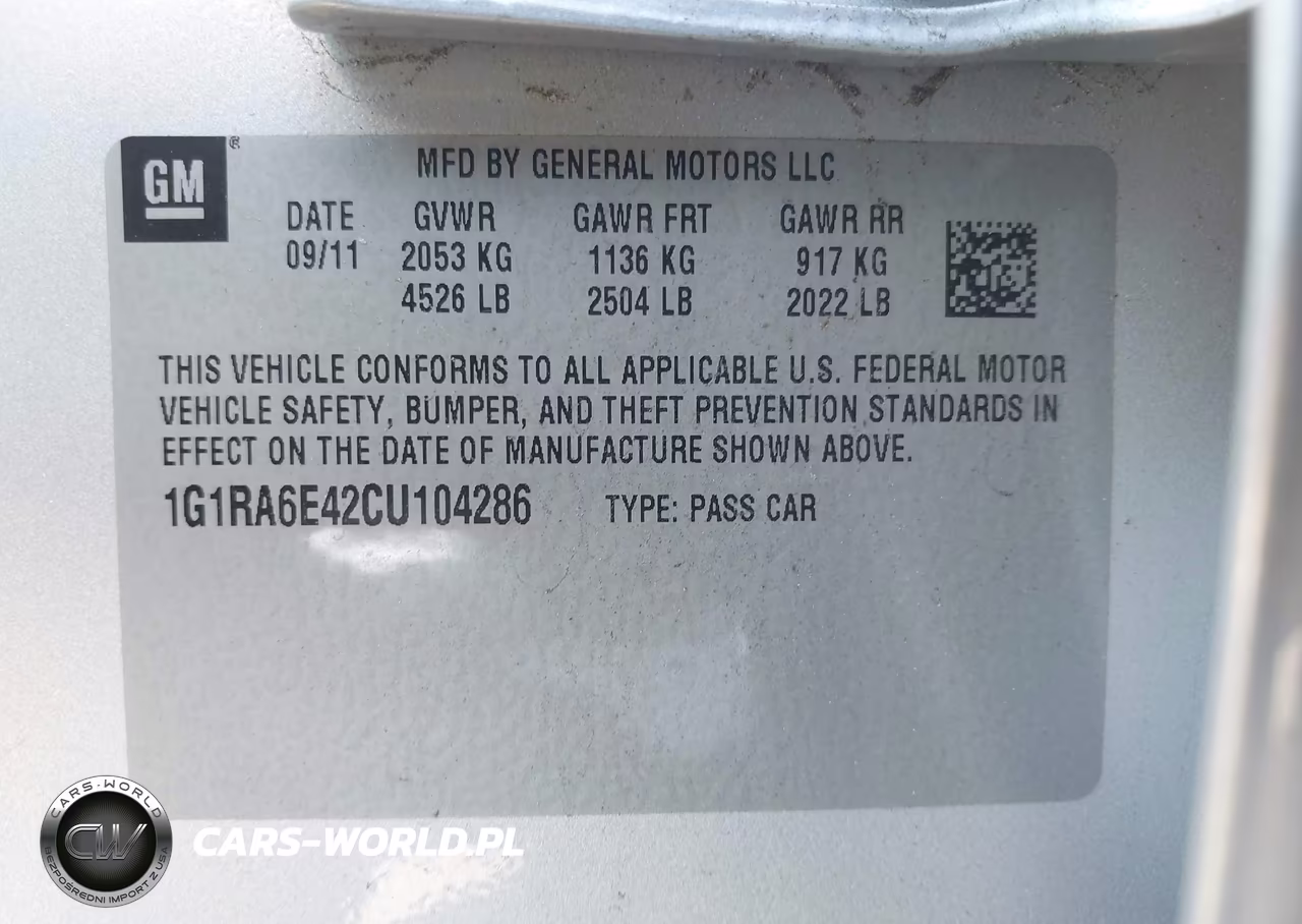 2012 Chevrolet Volt VIN:1G1RA6E42CU104286 - 9