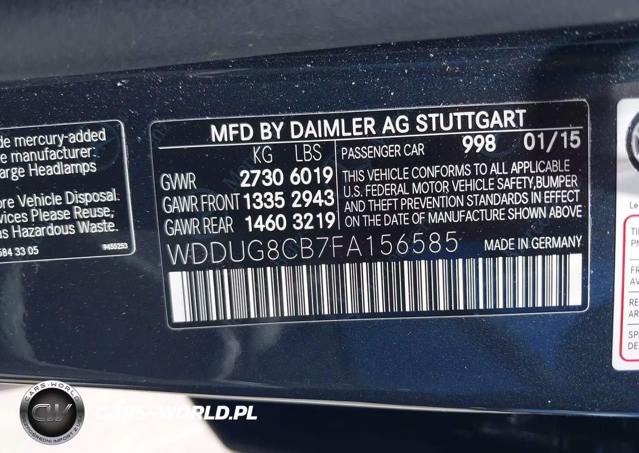 2015 Mercedes-Benz S 550 VIN:WDDUG8CB7FA156585 - 9
