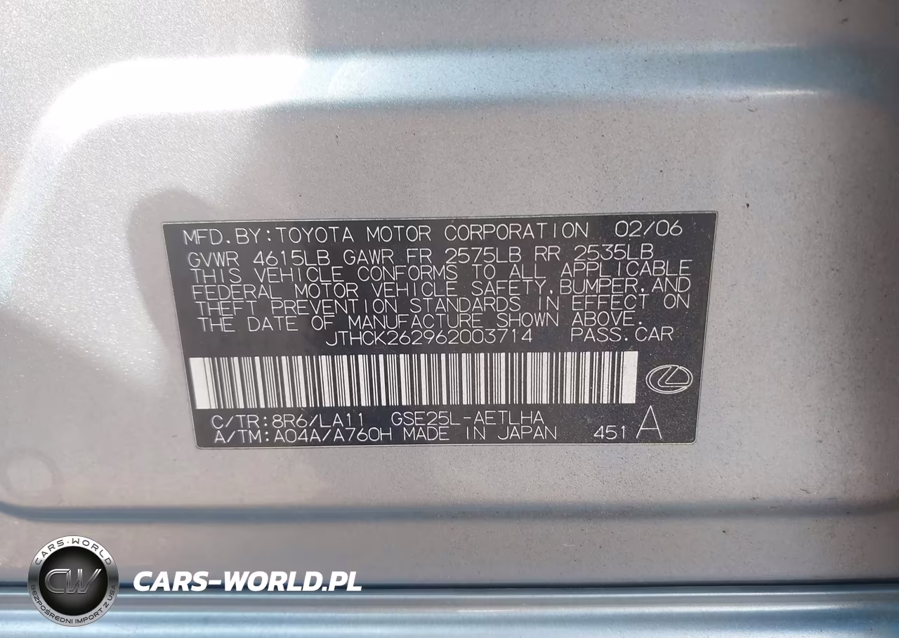 2006 Lexus Is 250 VIN:JTHCK262962003714 - 9