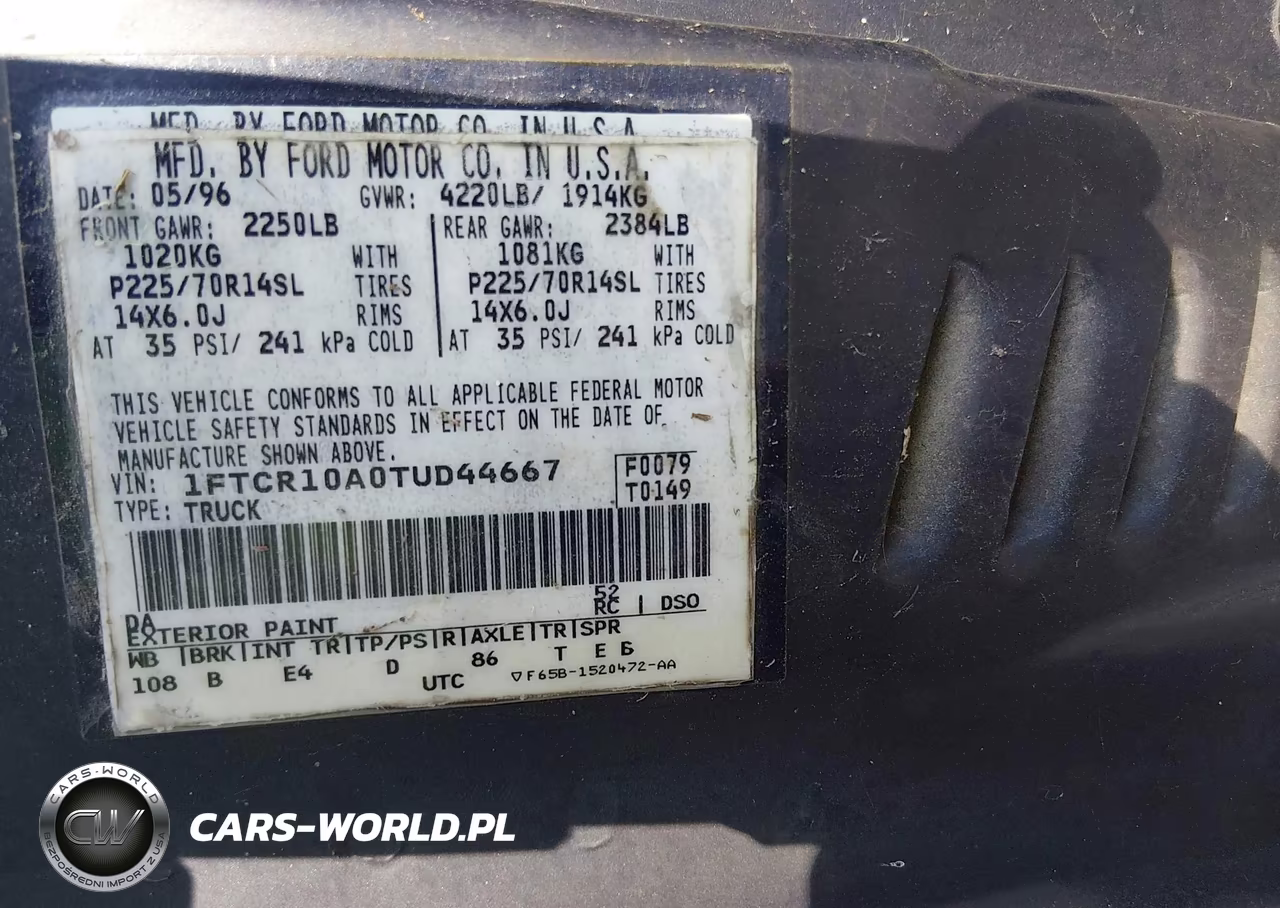 1996 Ford Ranger VIN:1FTCR10A0TUD44667 - 9