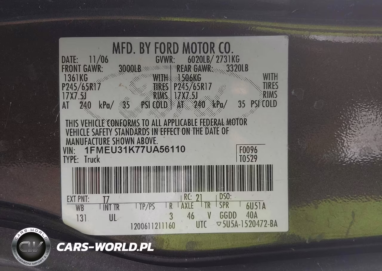 2007 Ford Explorer Sport Trac Xlt VIN:1FMEU31K77UA56110 - 9