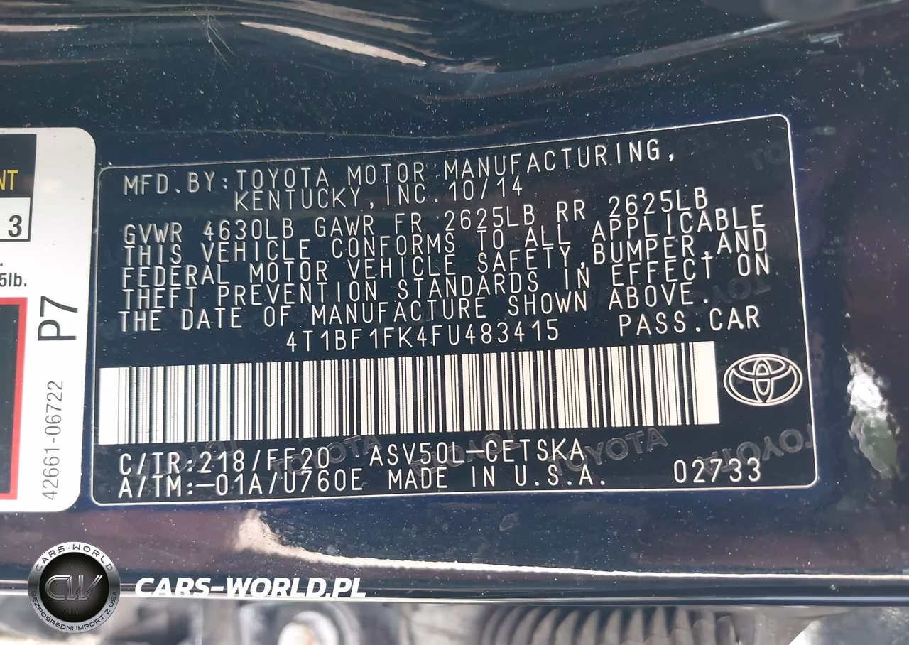 2015 Toyota Camry Se VIN:4T1BF1FK4FU483415 - 9