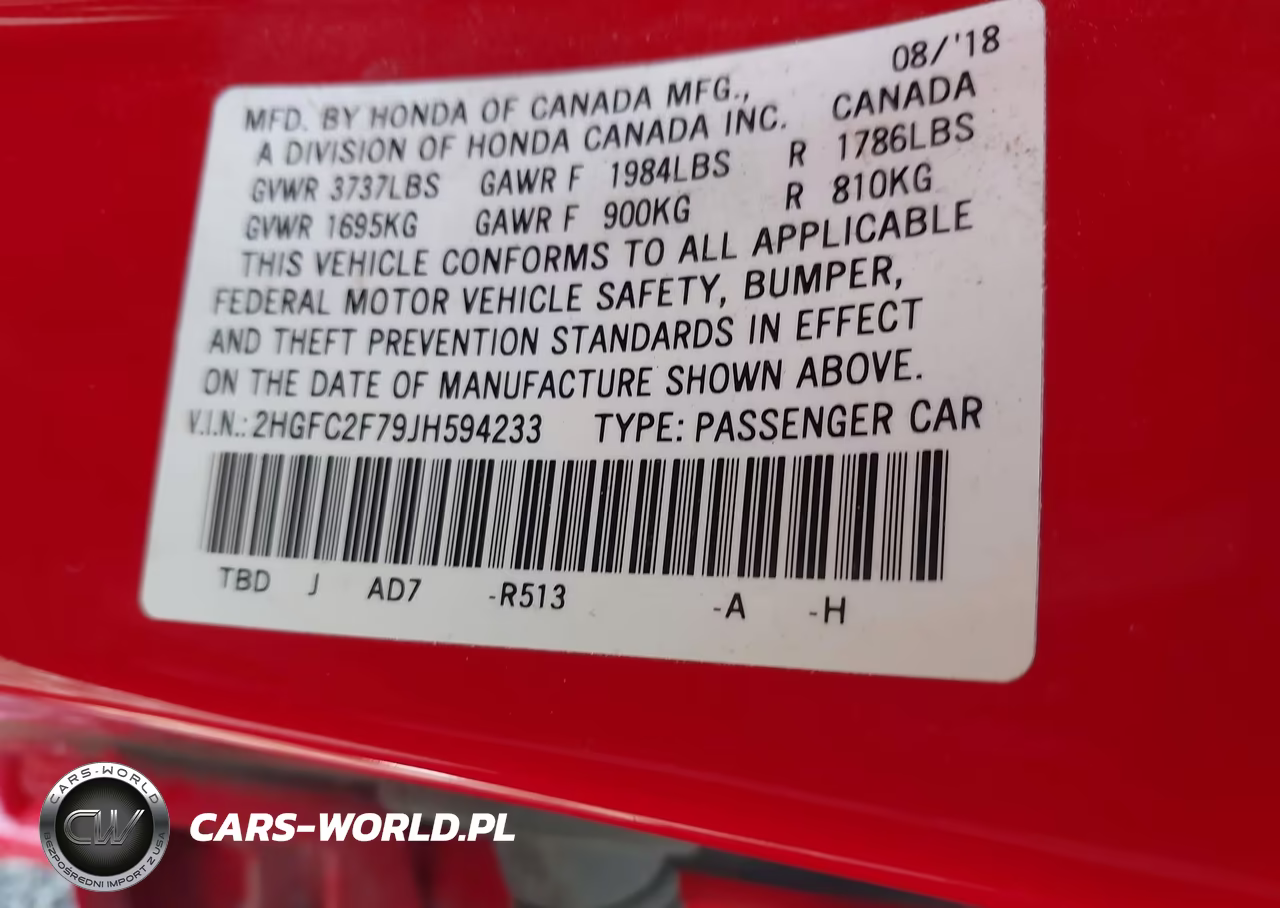 2018 Honda Civic Ex VIN:2HGFC2F79JH594233 - 9