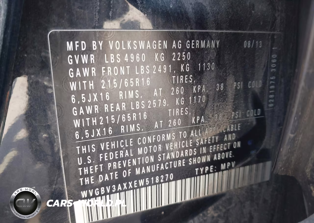 2014 Volkswagen Tiguan S VIN:WVGBV3AXXEW518270 - 9